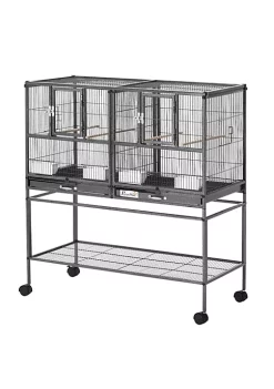 Cheapest 😍 PawHut Double Rolling Metal Bird Cage with Removable Metal Tray Storage Shelf Wood Perch and Food Container ⭐ -Cheap PawHut Store Belk 249