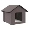 Buy 🧨 PawHut Heated Cat Houses for Outdoor and Indoor Portable Kitty Shelter Waterproof and Insulated Brown 🔥 -Cheap PawHut Store Belk 25