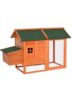 Coupon 🌟 PawHut 67" Wooden Chicken Coop Outdoor Chicken House Small Animal Rabbit Habitat Hen House Poultry Cage with Removable Tray Openable Nesting Box Backyard ⌛