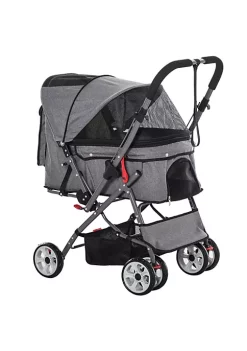 Top 10 👏 PawHut Travel Pet Stroller for 🦮 Dogs Cats One Click Fold Jogger with Swivel Wheels Brakes Basket Storage Safety Belts Adjustable Canopy Zippered Mesh Window Door Grey ⌛ -Cheap PawHut Store Belk 259
