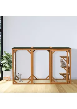 Budget 🎉 PawHut Cat Cage Indoor Outdoor Wooden Enclosure Pet House Small Animal Cage Hutch Suitable for Rabbit 🐶 Dogs Kitten Crate Kennel with Waterproof Roof Multi Level Platforms Lock Orange 🔔 -Cheap PawHut Store Belk 275