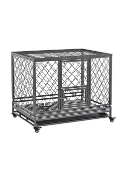 Best deal 🌟 PawHut Heavy Duty 🦮 Dog Crate Cage Kennel w/ Removable Tray Wheels and Lockable Door for Large 🦮 Dogs Indoor and Outdoor 42"L x 30" W x 34.25"H 🤩