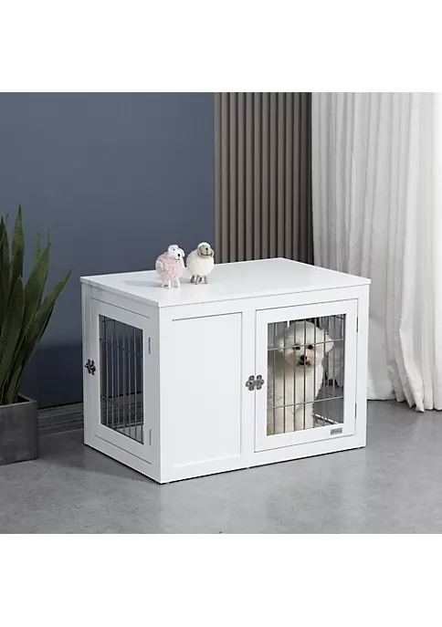 Deals 🔥 PawHut Furniture Style Indoor 🐕 Dog Crate End Table Pet Cage Kennel with Double Doors and Locks for Small and Medium 🐕 Dogs White 🤩 6 Deals 🔥 PawHut Furniture Style Indoor 🐕 Dog Crate End Table Pet Cage Kennel with Double Doors and Locks for Small and Medium 🐕 Dogs White 🤩 - Image 4