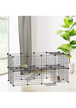 Hot Sale ⭐ PawHut Pet Playpen DIY Small Animal Cage 36 Panels Portable Metal Wire Yard Fence with Door and Ramp for Rabbits Kitten Puppy 14 x 14 in 🎁 -Cheap PawHut Store Belk 290