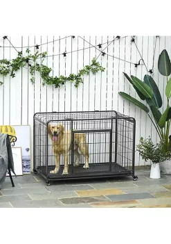 Top 10 😉 PawHut Folding Design Heavy Duty Metal 🦮 Dog Cage Crate and Kennel with Removable Tray ａｎｄ Cover and 4 Locking Wheels Indoor/Outdoor 49.25" x 30" x 32" 😉 -Cheap PawHut Store Belk 3