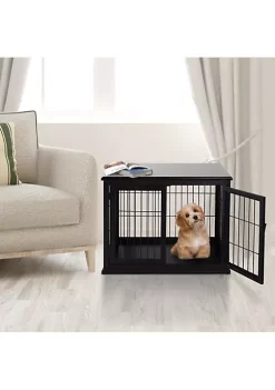 Discount 👍 PawHut 26" Wooden 🐕 Dog Crate Furniture Style Pet Cage Kennel End Table with Lockable Double Door Entrance and Top Shelf Black 😀 -Cheap PawHut Store Belk 320