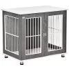 Buy 👍 PawHut 34'' 2 in 1 Wooden 🐶 Dog Kennel Modern Wire Animal Crate Pet Cage with Lockable Door and Adjustable Foot Pads for Small and Medium 🐶 Dogs Grey and White 👍 -Cheap PawHut Store Belk 322