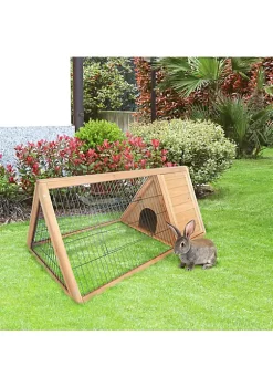 Budget ✨ PawHut 46" x 24" Wooden A Frame Outdoor Rabbit Cage Small Animal Hutch with Outside Run and Ventilating Wire Yellow 😉 -Cheap PawHut Store Belk 33