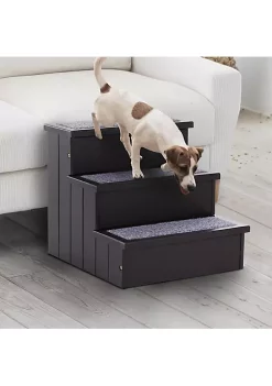 Best Pirce 🤩 PawHut 3 Step Wooden Carpeted Non Slip Pet Stairs Ramp for Cats and Small 🦮 Dogs Brown 👏 -Cheap PawHut Store Belk 330