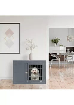 Promo 💯 PawHut Furniture Style Indoor 🦮 Dog Crate End Table Pet Cage Kennel with Double Doors and Locks for Small and Medium 🦮 Dogs Grey 🎉 -Cheap PawHut Store Belk 354