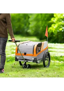 Best reviews of 🧨 PawHut 2 in 1 Travel 🦮 Dog Stroller Small Pet Bicycle Cart Carrier with Universal Coupler Safety Leash and Easy Fold Design Orange 👏 -Cheap PawHut Store Belk 360