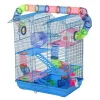 Promo 🧨 PawHut 5 Tiers Hamster Cage Small Animal Rat House with Exercise Wheels Tube Water Bottles and Ladder Blue 💯 -Cheap PawHut Store Belk 367
