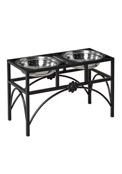 New 🔥 PawHut Double Stainless Steel Heavy Duty 🦮 Dog Food Bowl Elevated Pet Feeding Station 23 inches 😍