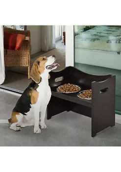 Promo 😍 PawHut Raised Pet Food Elevated Feeder with 2 Stainless Steel Bowls 3 Levels Adjustable Height Levels and Wood Finish 👏 -Cheap PawHut Store Belk 385