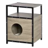 Deals ✔️ PawHut Wooden Cat House Kitty Shelter Bed w/ Soft Cushion Cat litter box End Table Hideaway Cabinet Storage Grey 19" x 15" x 25" ✔️ -Cheap PawHut Store Belk 387