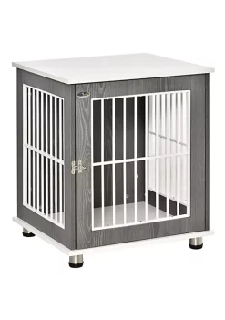 Outlet ❤️ PawHut Wooden 🐕 Dog Kennel Furniture End Table with Cushion and Lockable Door Small Size Pet Crate Indoor Animal Cage Grey 😍 -Cheap PawHut Store Belk 39
