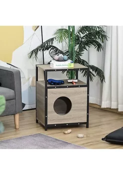 Deals ✔️ PawHut Wooden Cat House Kitty Shelter Bed w/ Soft Cushion Cat litter box End Table Hideaway Cabinet Storage Grey 19" x 15" x 25" ✔️ -Cheap PawHut Store Belk 390