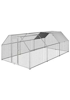 Top 10 🤩 PawHut 18' Chicken Coop Galvanized Metal Hen House Large Rabbit Hutch Poultry Cage Pen Backyard with Cover Walk In Pen Run 😀