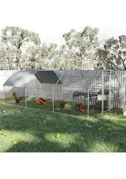 Top 10 🤩 PawHut 18' Chicken Coop Galvanized Metal Hen House Large Rabbit Hutch Poultry Cage Pen Backyard with Cover Walk In Pen Run 😀 -Cheap PawHut Store Belk 404