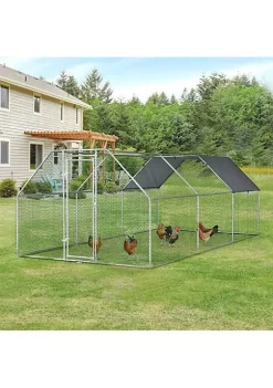 Top 10 🤩 PawHut 18' Chicken Coop Galvanized Metal Hen House Large Rabbit Hutch Poultry Cage Pen Backyard with Cover Walk In Pen Run 😀 -Cheap PawHut Store Belk 405