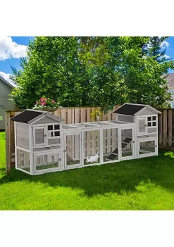 Top 10 🎉 PawHut 102" 2 in 1 Wooden Rabbit Hutch Double Main House Pet Playpen Large Bunny House Enclosure for Indoor/Outdoor with Run Box Slide out Tray and Ramp for Rabbits and Small Animals Grey 🎁 -Cheap PawHut Store Belk 409