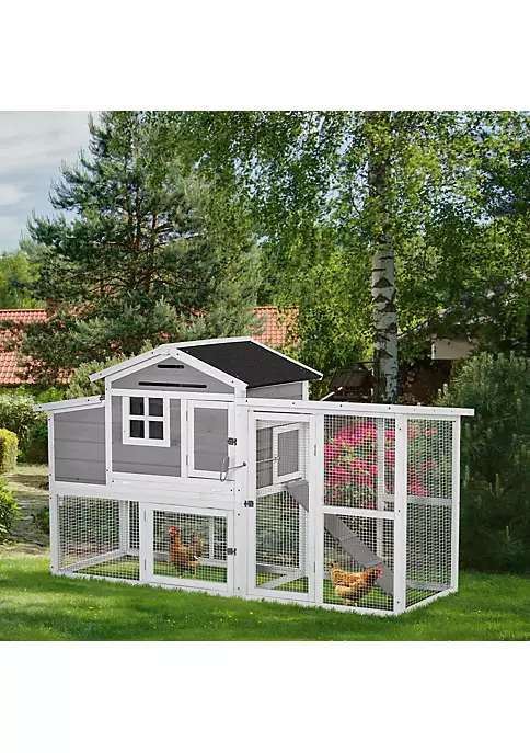 Brand new ๐ PawHut 76" Wooden Chicken Coop Outdoor Chicken House Poultry Hen Cage with Outdoor Run Nesting Box Removable Tray and Lockable Doors Grey ๐ 5 Brand new ๐ PawHut 76" Wooden Chicken Coop Outdoor Chicken House Poultry Hen Cage with Outdoor Run Nesting Box Removable Tray and Lockable Doors Grey ๐ - Image 3