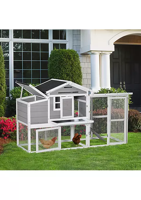 Brand new ๐ PawHut 76" Wooden Chicken Coop Outdoor Chicken House Poultry Hen Cage with Outdoor Run Nesting Box Removable Tray and Lockable Doors Grey ๐ 6 Brand new ๐ PawHut 76" Wooden Chicken Coop Outdoor Chicken House Poultry Hen Cage with Outdoor Run Nesting Box Removable Tray and Lockable Doors Grey ๐ - Image 4