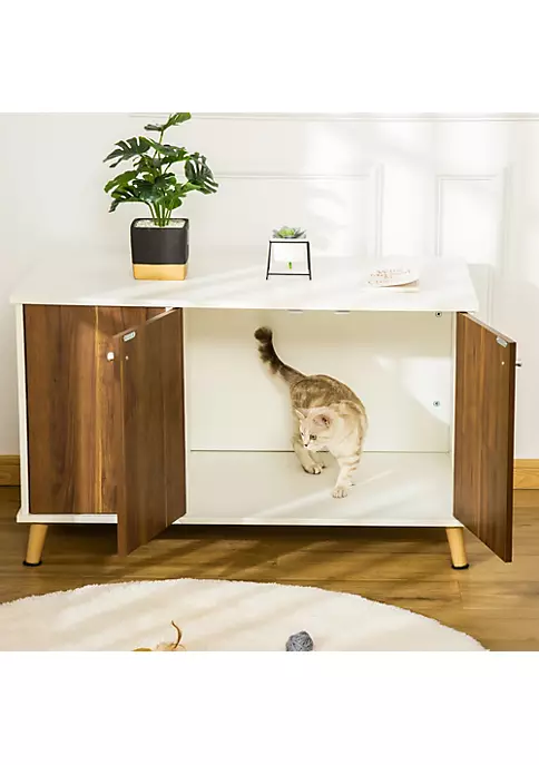 Wholesale โ๏ธ PawHut Cat Litter Box Enclosure Hidden Cat Furniture Cabinet Indoor End Table with Adjustable Shelf Magnetic Door White ๐ 5 Wholesale โ๏ธ PawHut Cat Litter Box Enclosure Hidden Cat Furniture Cabinet Indoor End Table with Adjustable Shelf Magnetic Door White ๐ - Image 3
