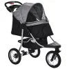 Discount 😍 PawHut Luxury One click Folding Pet Stroller 🦮 Dog/Cat Travel Carriage with Wheels Adjustable Canopy Zippered Mesh Window Door Grey and Black 😍 -Cheap PawHut Store Belk 432