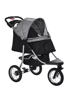 Discount ๐ PawHut Luxury One click Folding Pet Stroller ๐ฆฎ Dog/Cat Travel Carriage with Wheels Adjustable Canopy Zippered Mesh Window Door Grey and Black ๐