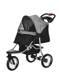 Discount 😍 PawHut Luxury One click Folding Pet Stroller 🦮 Dog/Cat Travel Carriage with Wheels Adjustable Canopy Zippered Mesh Window Door Grey and Black 😍 -Cheap PawHut Store Belk 434