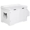 Wholesale ⭐ PawHut Wooden Cat Litter Box Enclosure Kitten House with Nightstand End Table and Storage Rack Magnetic Doors White 🌟 -Cheap PawHut Store Belk 452