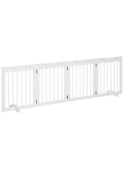 Brand new 🎉 PawHut Freestanding Pet Gate Wooden 🦮 Dog Barrier Folding Safety Fence with 4 Panel Support Feet up to 80.25" Long 24" Tall for Doorway Stairs White 😉 -Cheap PawHut Store Belk 461