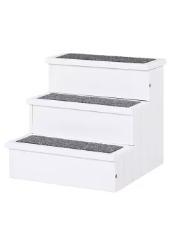 Coupon ๐ PawHut 3 Step Wooden Carpeted Non Slip Pet Stairs Ramp for Cats and Small ๐ถ Dogs White โจ