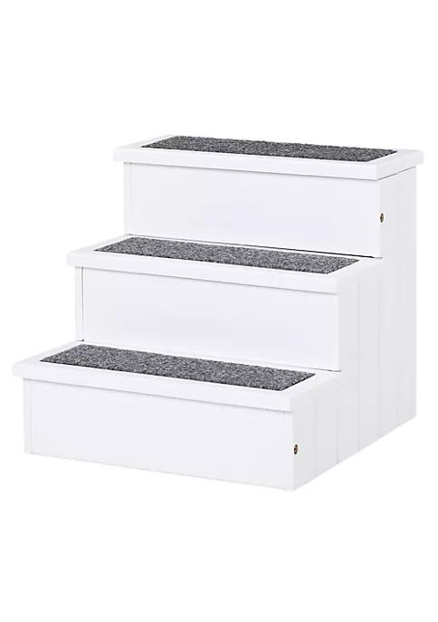 Coupon 👏 PawHut 3 Step Wooden Carpeted Non Slip Pet Stairs Ramp for Cats and Small 🐶 Dogs White ✨ 3 Coupon 👏 PawHut 3 Step Wooden Carpeted Non Slip Pet Stairs Ramp for Cats and Small 🐶 Dogs White ✨