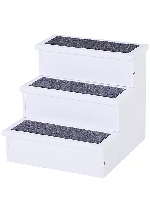 Coupon 👏 PawHut 3 Step Wooden Carpeted Non Slip Pet Stairs Ramp for Cats and Small 🐶 Dogs White ✨ 4 Coupon 👏 PawHut 3 Step Wooden Carpeted Non Slip Pet Stairs Ramp for Cats and Small 🐶 Dogs White ✨ - Image 2