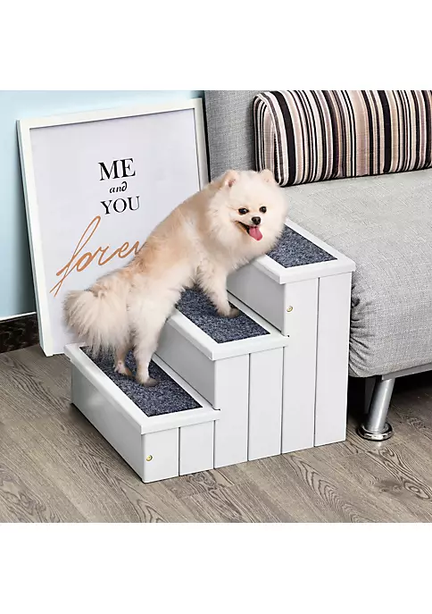 Coupon 👏 PawHut 3 Step Wooden Carpeted Non Slip Pet Stairs Ramp for Cats and Small 🐶 Dogs White ✨ 5 Coupon 👏 PawHut 3 Step Wooden Carpeted Non Slip Pet Stairs Ramp for Cats and Small 🐶 Dogs White ✨ - Image 3