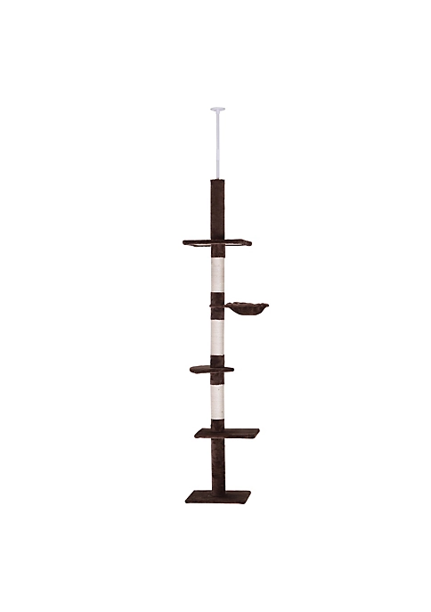 Discount 🤩 PawHut 9' Adjustable Height Floor To Ceiling Vertical Cat Tree Brown and White ❤️ 7 Discount 🤩 PawHut 9' Adjustable Height Floor To Ceiling Vertical Cat Tree Brown and White ❤️ - Image 5