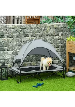 Best Sale 🛒 PawHut 46" Elevated 🦮 Dog Bed with Canopy Raised 🦮 Dog Bed with Removable Shade Cover Ventilated Cooling Pet Bed for Medium and Large 🦮 Dogs Grey ❤️ -Cheap PawHut Store Belk 479