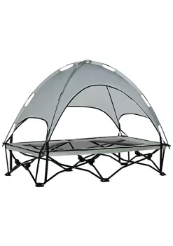 Best Sale 🛒 PawHut 46" Elevated 🦮 Dog Bed with Canopy Raised 🦮 Dog Bed with Removable Shade Cover Ventilated Cooling Pet Bed for Medium and Large 🦮 Dogs Grey ❤️ -Cheap PawHut Store Belk 481