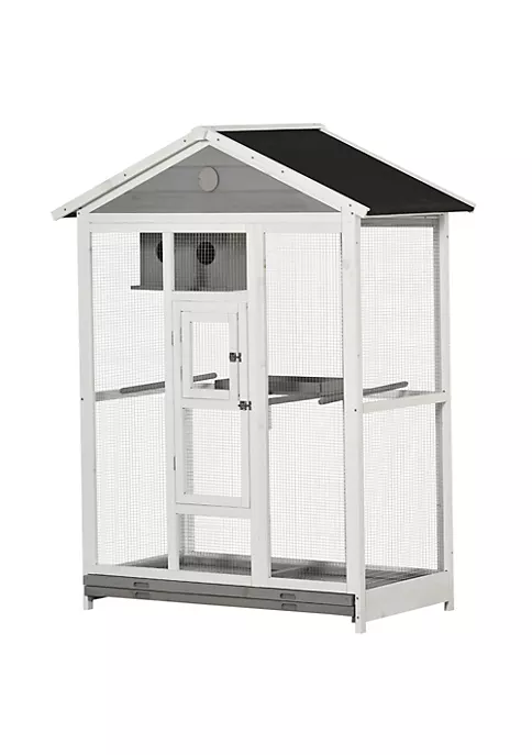 Coupon ๐ PawHut 64" Bird Cage Large Wooden Aviary for Budgie Canary Cockatiel with Standing Pole Nest Slide out Tray for Indoor Outdoor Grey ๐ฅฐ 4 Coupon ๐ PawHut 64" Bird Cage Large Wooden Aviary for Budgie Canary Cockatiel with Standing Pole Nest Slide out Tray for Indoor Outdoor Grey ๐ฅฐ - Image 2