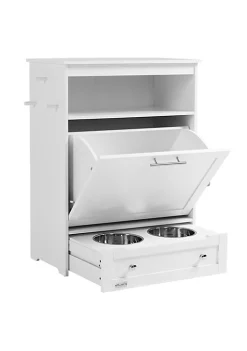 Best deal 🎉 PawHut Pet Feeder Station 🦮 Dog and Cat Food Storage Feeding Station Food Cabinet Pet Storage Organizer White 👍 -Cheap PawHut Store Belk 501