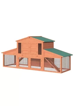 Coupon 🥰 PawHut 88" 2 Tier Outdoor Wooden Rabbit Hutch Bunny Cage w/Pull Out Tray Ramp Run and Doors Orange ✔️ -Cheap PawHut Store Belk 504