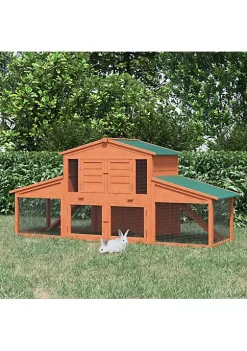 Coupon 🥰 PawHut 88" 2 Tier Outdoor Wooden Rabbit Hutch Bunny Cage w/Pull Out Tray Ramp Run and Doors Orange ✔️ -Cheap PawHut Store Belk 505