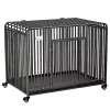 Coupon 😍 PawHut Heavy Duty 🐕 Dog Crate Foldable Pet Kennel Cage with All Steel Frame Removable Tray 4 Locking Wheels for Medium and Large 🐕 Dogs Dark Silver 😉 -Cheap PawHut Store Belk 507