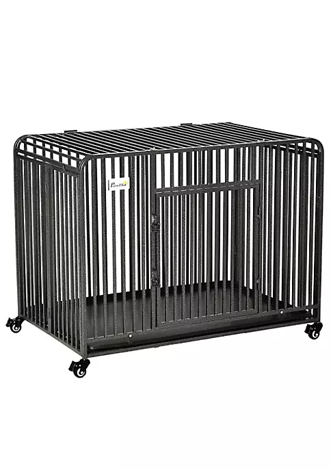 Coupon 😍 PawHut Heavy Duty 🐕 Dog Crate Foldable Pet Kennel Cage with All Steel Frame Removable Tray 4 Locking Wheels for Medium and Large 🐕 Dogs Dark Silver 😉 3 Coupon 😍 PawHut Heavy Duty 🐕 Dog Crate Foldable Pet Kennel Cage with All Steel Frame Removable Tray 4 Locking Wheels for Medium and Large 🐕 Dogs Dark Silver 😉
