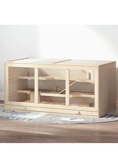 Cheapest ๐งจ PawHut Wooden Hamster Cage Hutch and Exercise Play House Pen with Large Lockable Opening Roof Door Natural Wood ๐ฅ 6 Cheapest ๐งจ PawHut Wooden Hamster Cage Hutch and Exercise Play House Pen with Large Lockable Opening Roof Door Natural Wood ๐ฅ - Image 4