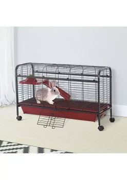 Buy 👏 PawHut 41"L Small Animal Cage Rabbit Guinea Pig Hutch Pet Play House with FeederRolling Wheels Platform Ramp ✨ -Cheap PawHut Store Belk 540