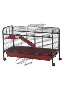Buy 👏 PawHut 41"L Small Animal Cage Rabbit Guinea Pig Hutch Pet Play House with FeederRolling Wheels Platform Ramp ✨ -Cheap PawHut Store Belk 541