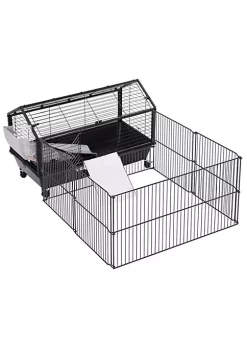 Coupon 😉 PawHut 35" Small Animal Cage Bunny Playpen with Main House and Run for Rabbit Guinea Pigs Chinchilla for Indoor and Outdoor 🔔 -Cheap PawHut Store Belk 549